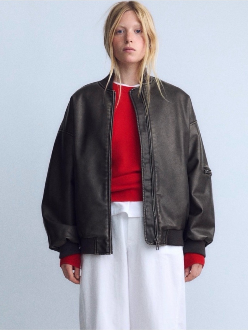 Zara Women’s Oversized Faux Leather Jacket